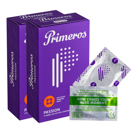 AKCE 1+1 ZDARMA Primeros Passion Vegan Kondomy S Vroubky A Nopky 2x12
