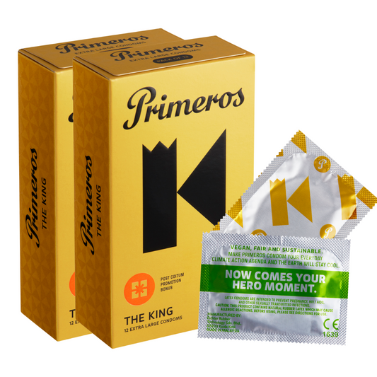AKCE 1+1 ZDARMA Primeros The King Vegan Extra Velké Kondomy 2x12