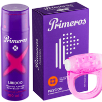 Primeros lubrikant Libidoo, kondomy Passion a vibrační kroužek jako dárek zdarma
