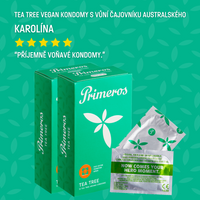 AKCE 1+1 ZDARMA Primeros Tea Tree Vegan Kondomy S Vůní Čajovníku Australského 2x12
